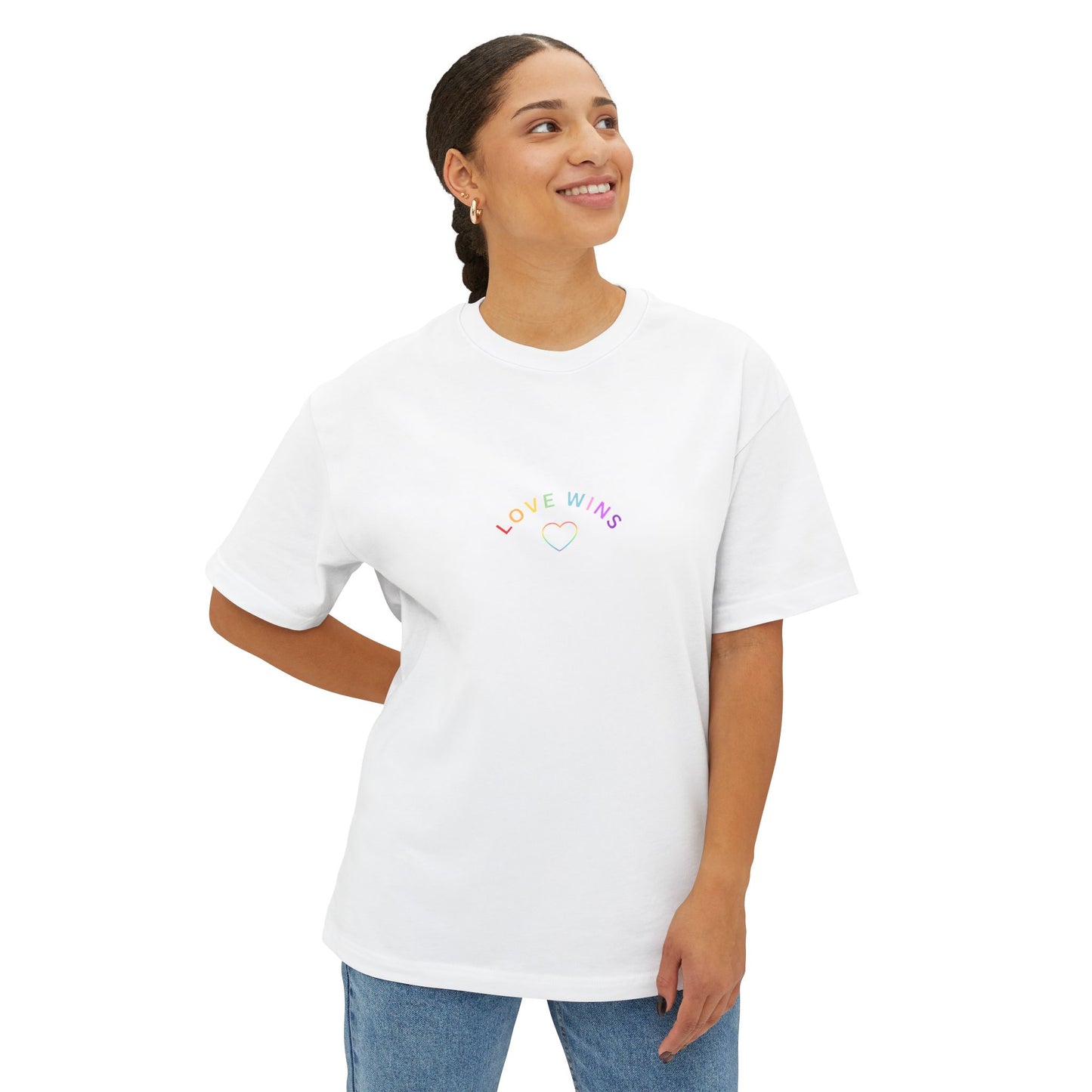 Love Wins Rainbow Colored Oversized Tee